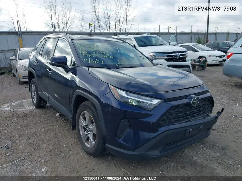 2022 Toyota Rav4 Xle/Xle Premium VIN: 2T3R1RFV4NW317908 Lot: 12150041