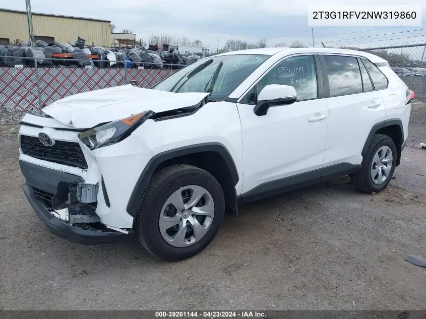 2022 Toyota Rav4 Le VIN: 2T3G1RFV2NW319860 Lot: 39261144