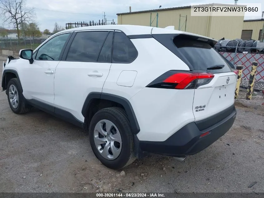 2022 Toyota Rav4 Le VIN: 2T3G1RFV2NW319860 Lot: 39261144