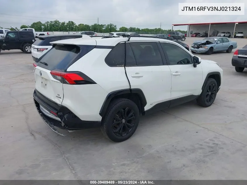 JTM16RFV3NJ021324 2022 Toyota Rav4 Se Hybrid