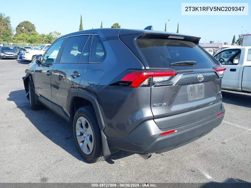 2022 Toyota Rav4 Le VIN: 2T3K1RFV5NC209347 Lot: 39727909