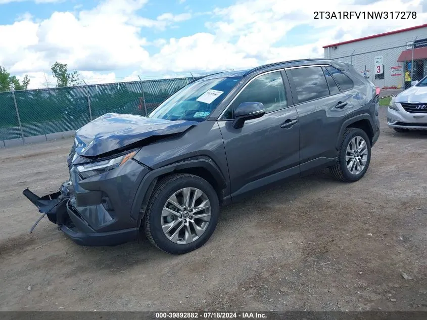 2022 Toyota Rav4 Xle Premium VIN: 2T3A1RFV1NW317278 Lot: 39892882