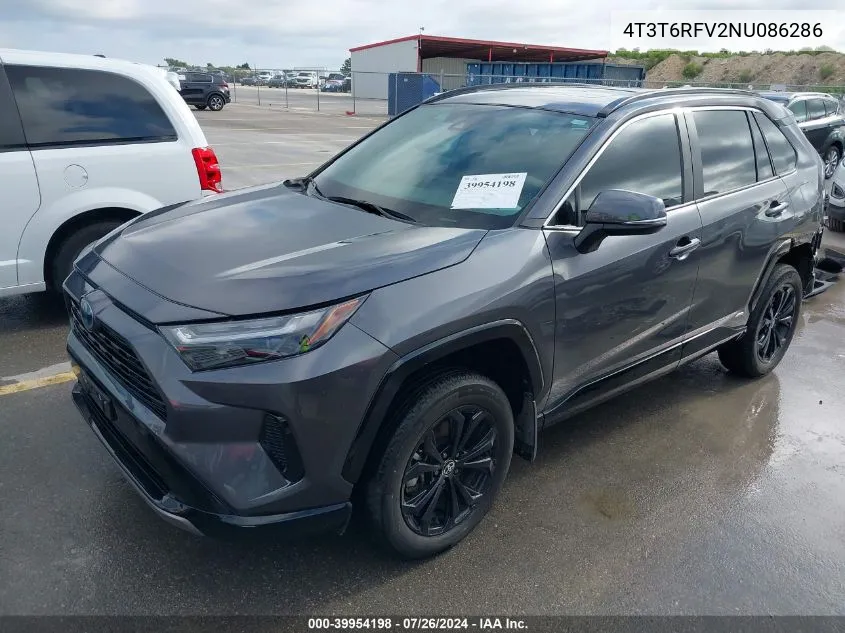 2022 Toyota Rav4 Hybrid Se VIN: 4T3T6RFV2NU086286 Lot: 39954198