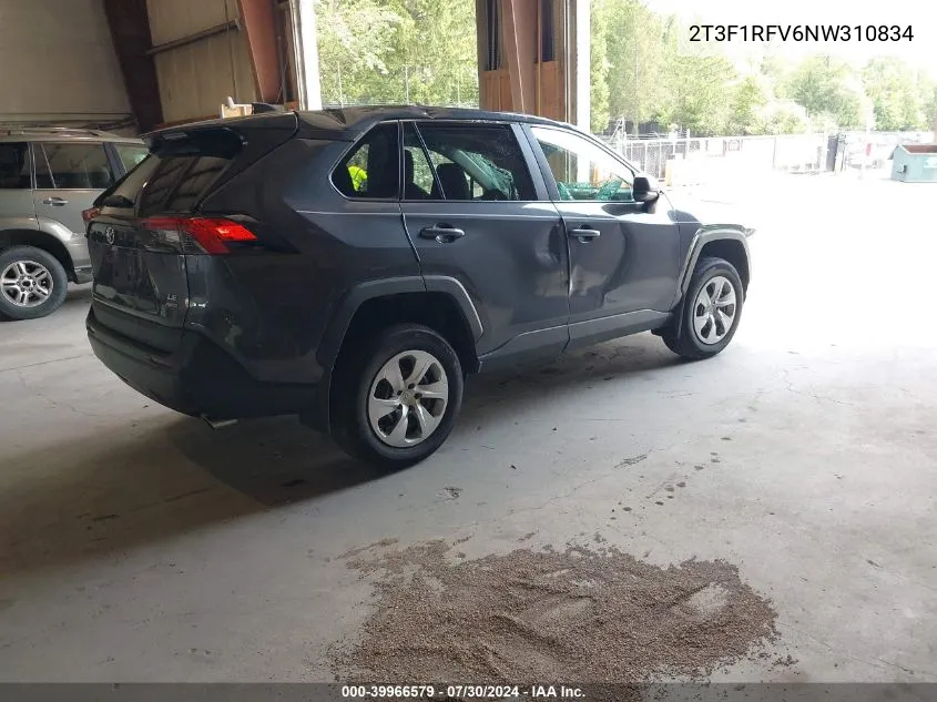 2022 Toyota Rav4 Le VIN: 2T3F1RFV6NW310834 Lot: 39966579