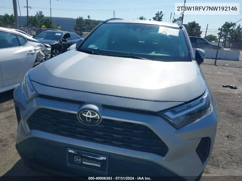 2022 Toyota Rav4 Xle VIN: 2T3W1RFV7NW192146 Lot: 40006383