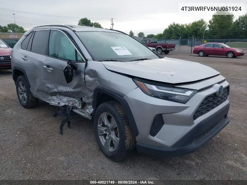 2022 Toyota Rav4 Hybrid Xle VIN: 4T3RWRFV6NU051924 Lot: 40021749