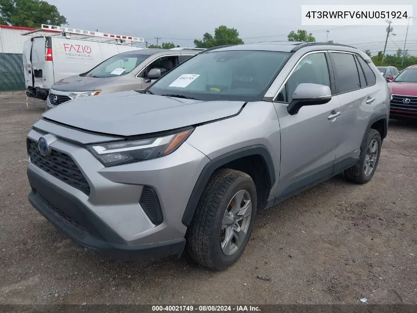 2022 Toyota Rav4 Hybrid Xle VIN: 4T3RWRFV6NU051924 Lot: 40021749