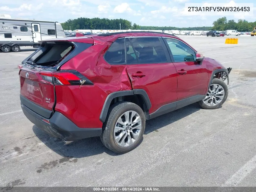 2022 Toyota Rav4 Xle Premium VIN: 2T3A1RFV5NW326453 Lot: 40103561