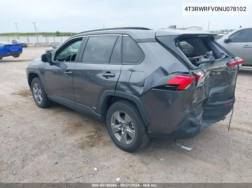 2022 Toyota Rav4 Hybrid Xle VIN: 4T3RWRFV0NU078102 Lot: 40146084