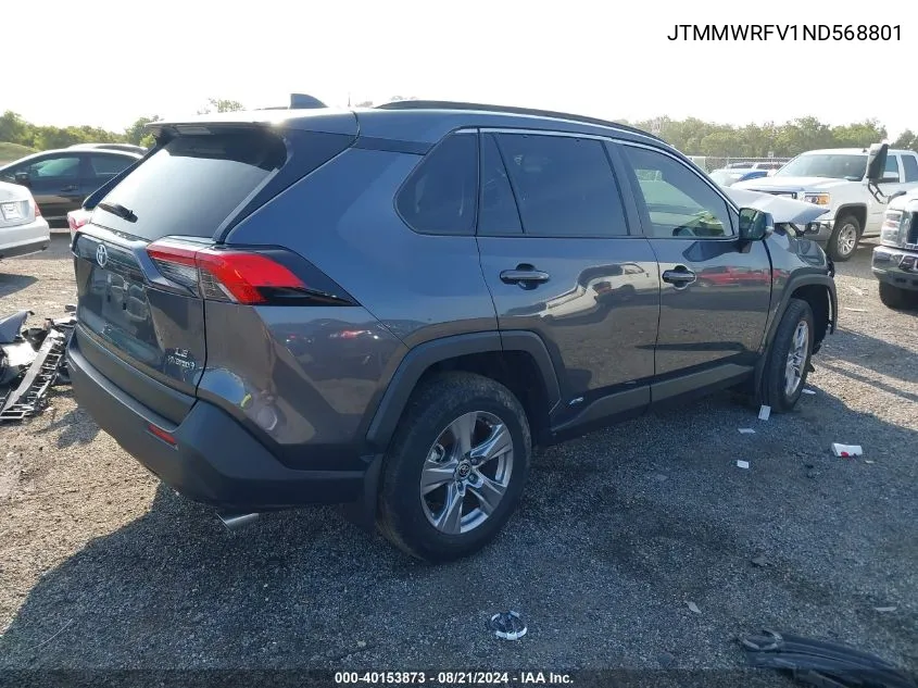 2022 Toyota Rav4 Hybrid Le VIN: JTMMWRFV1ND568801 Lot: 40153873