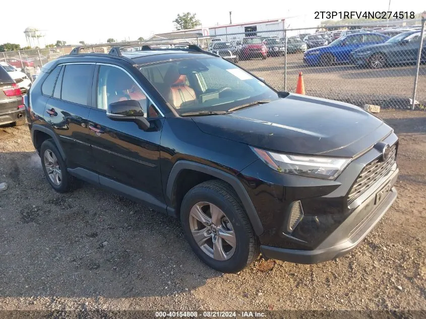 2022 Toyota Rav4 Xle/Xle Premium VIN: 2T3P1RFV4NC274518 Lot: 40154808