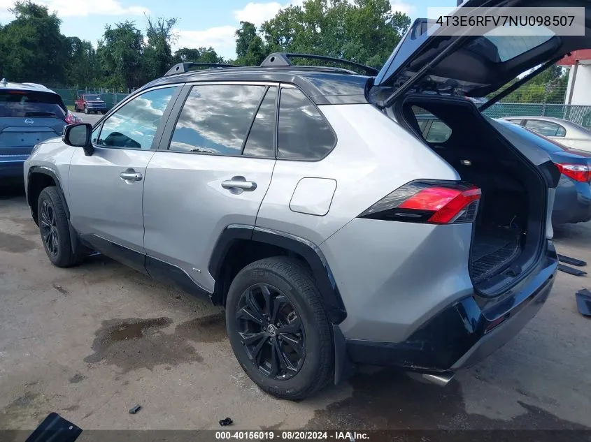 2022 Toyota Rav4 Hybrid Xse VIN: 4T3E6RFV7NU098507 Lot: 40156019