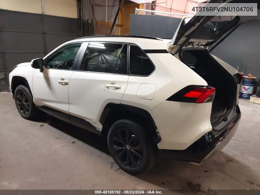 2022 Toyota Rav4 Hybrid Se VIN: 4T3T6RFV2NU104706 Lot: 40185192