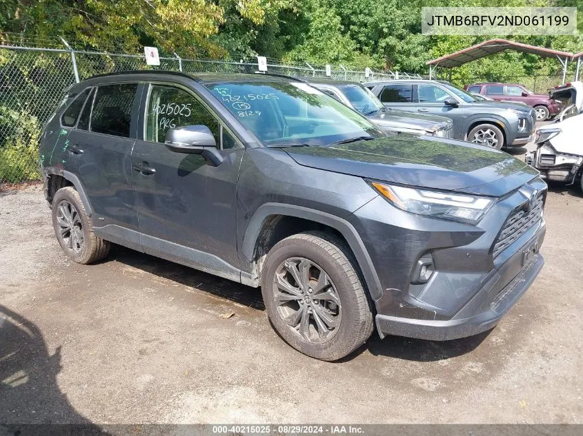 2022 Toyota Rav4 Hybrid Xle Premium VIN: JTMB6RFV2ND061199 Lot: 40215025