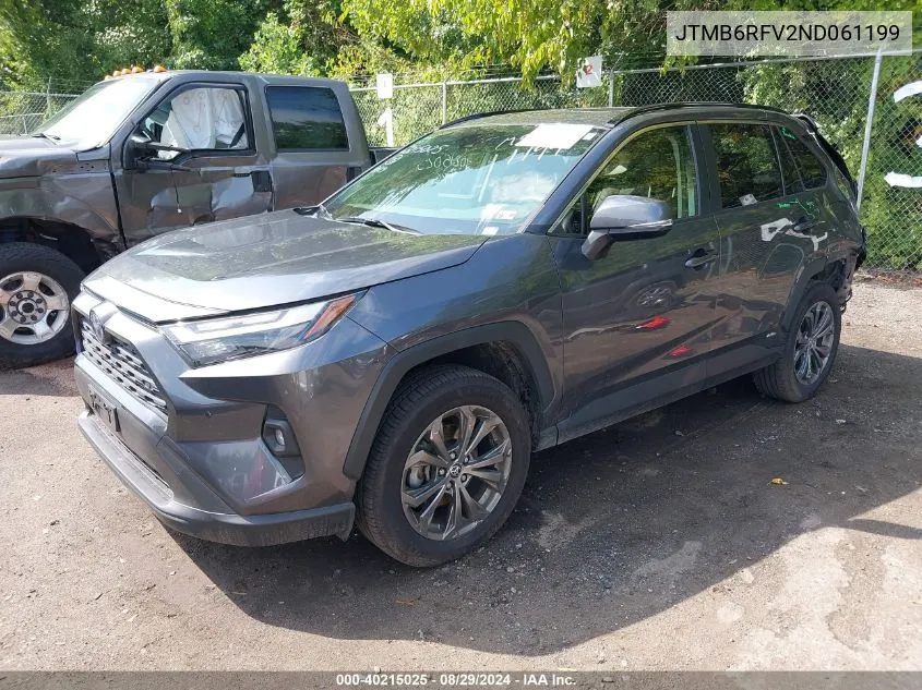 2022 Toyota Rav4 Hybrid Xle Premium VIN: JTMB6RFV2ND061199 Lot: 40215025