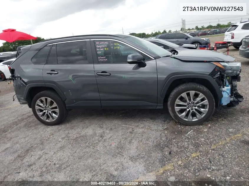 2022 Toyota Rav4 Xle Premium VIN: 2T3A1RFV0NW327543 Lot: 40219403