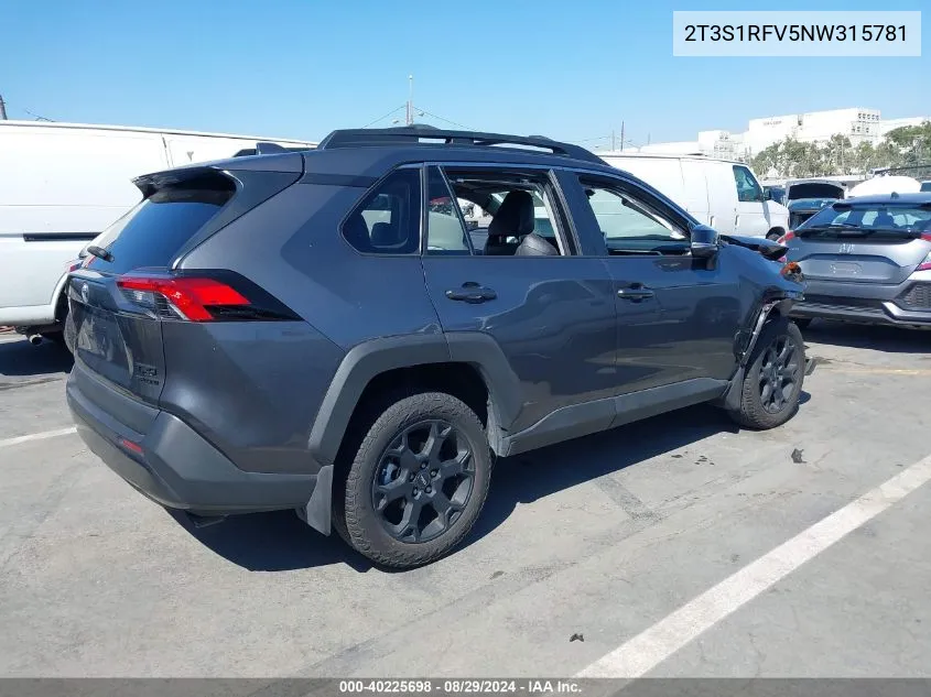 2022 Toyota Rav4 Trd Off Road VIN: 2T3S1RFV5NW315781 Lot: 40225698