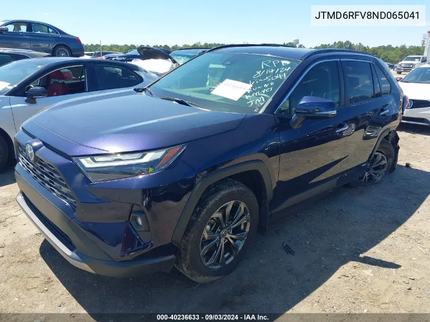 2022 Toyota Rav4 Hybrid Limited VIN: JTMD6RFV8ND065041 Lot: 40236633