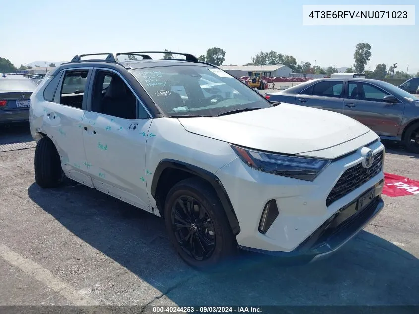 2022 Toyota Rav4 Hybrid Xse VIN: 4T3E6RFV4NU071023 Lot: 40244253