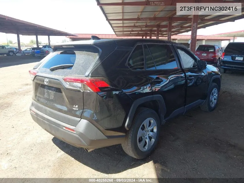 2022 Toyota Rav4 Le VIN: 2T3F1RFV1NC302416 Lot: 40255268