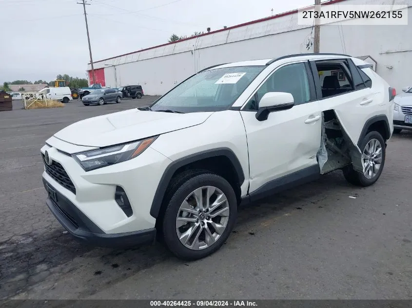 2022 Toyota Rav4 Xle Premium VIN: 2T3A1RFV5NW262155 Lot: 40264425