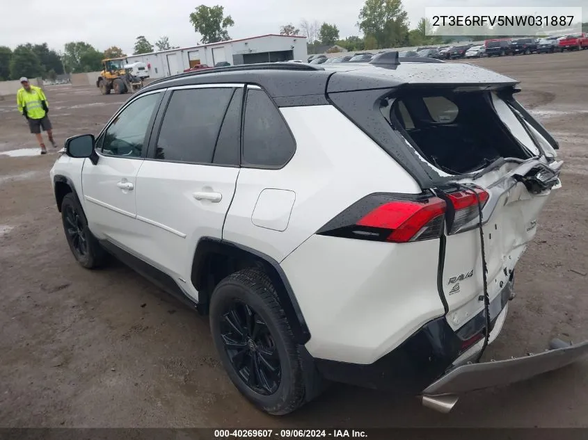 2022 Toyota Rav4 Xse VIN: 2T3E6RFV5NW031887 Lot: 40269607