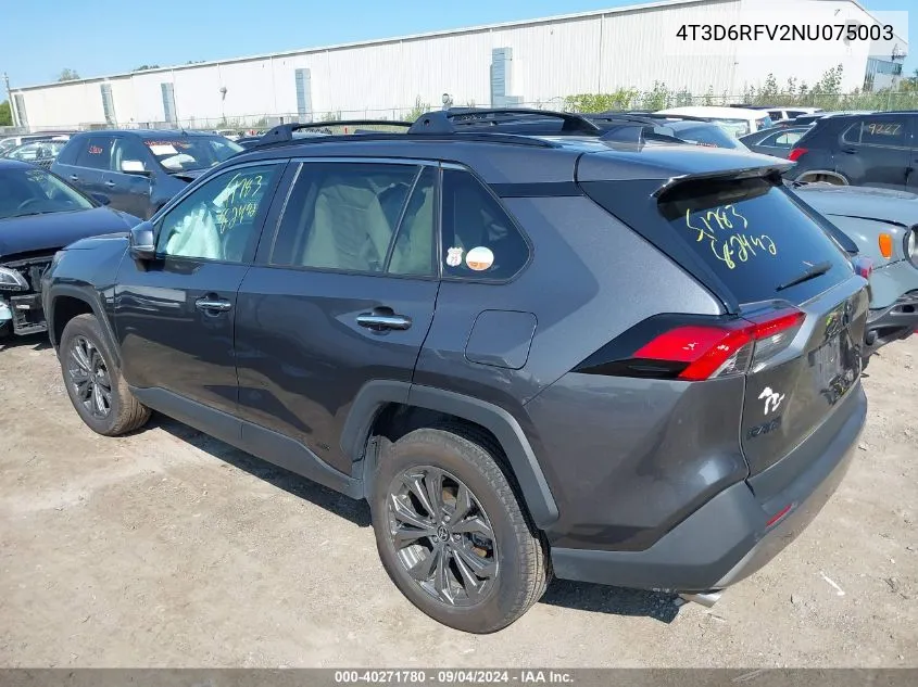 2022 Toyota Rav4 Hybrid Limited VIN: 4T3D6RFV2NU075003 Lot: 40271780