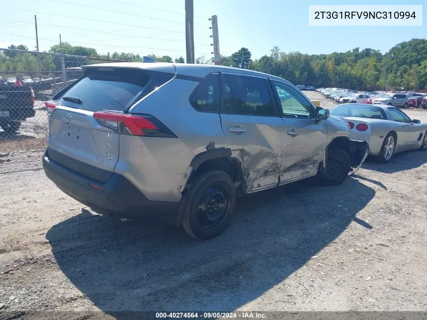 2T3G1RFV9NC310994 2022 Toyota Rav4 Le