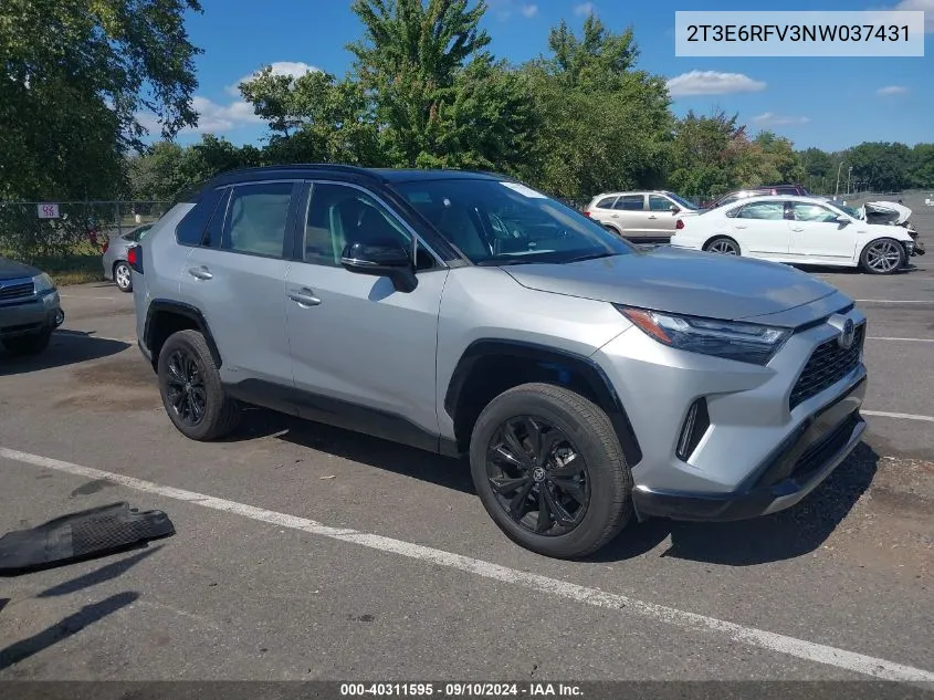 2022 Toyota Rav4 Hybrid Xse VIN: 2T3E6RFV3NW037431 Lot: 40311595