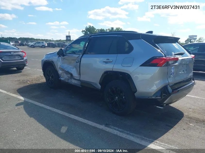 2022 Toyota Rav4 Hybrid Xse VIN: 2T3E6RFV3NW037431 Lot: 40311595