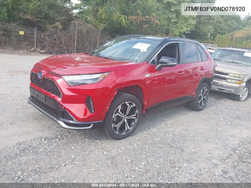 2022 Toyota Rav4 Prime Xse VIN: JTMFB3FV0ND078920 Lot: 40328954