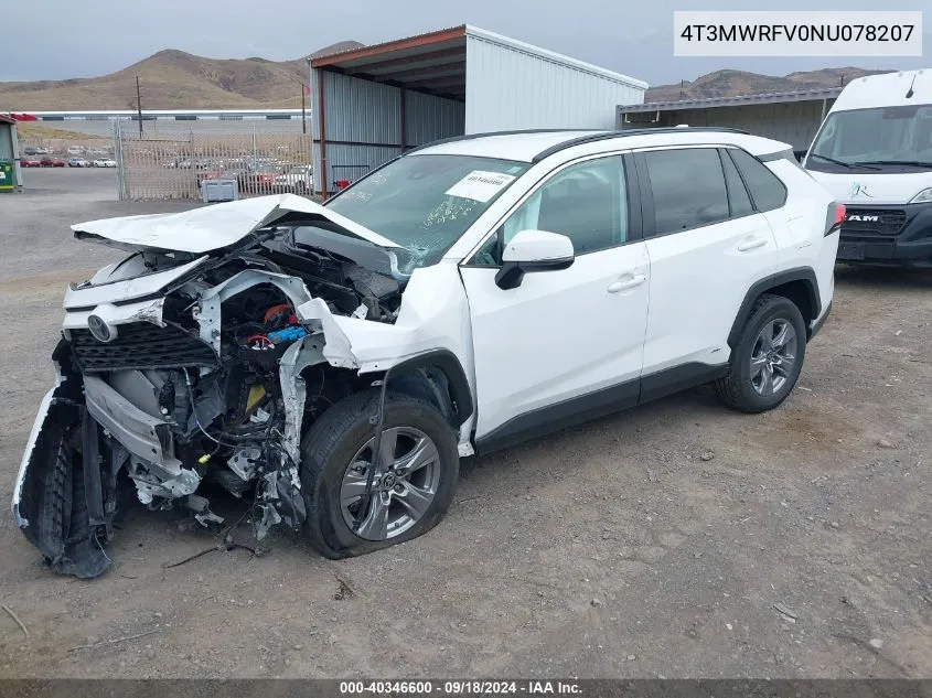 4T3MWRFV0NU078207 2022 Toyota Rav4 Hybrid Le