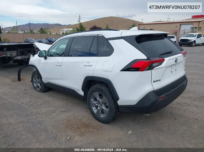 2022 Toyota Rav4 Hybrid Le VIN: 4T3MWRFV0NU078207 Lot: 40346600