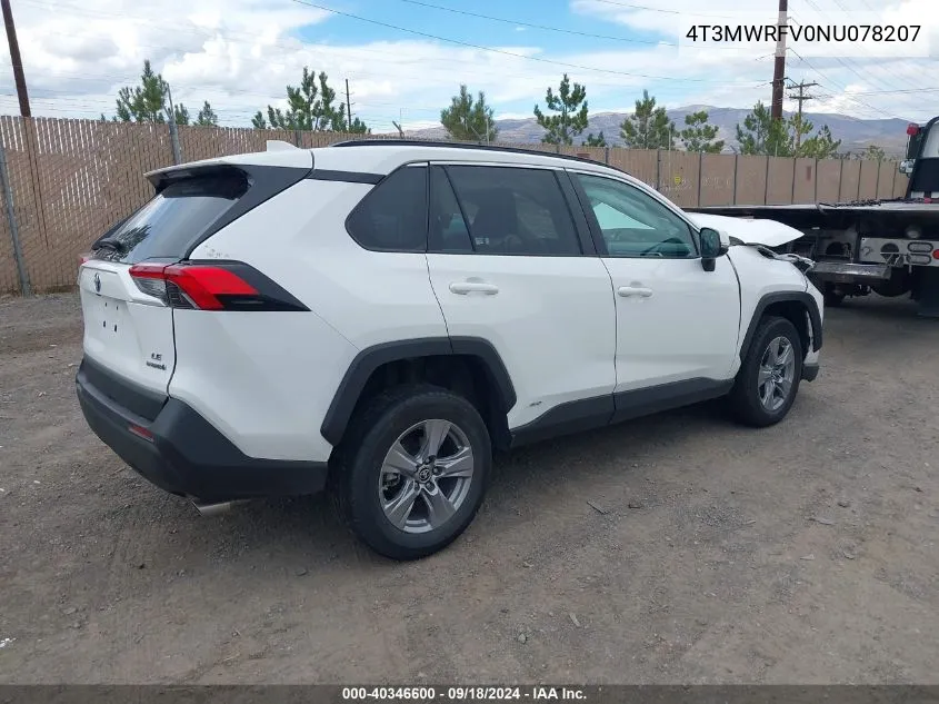 2022 Toyota Rav4 Hybrid Le VIN: 4T3MWRFV0NU078207 Lot: 40346600