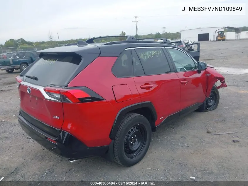 2022 Toyota Rav4 Prime Xse VIN: JTMEB3FV7ND109849 Lot: 40365484