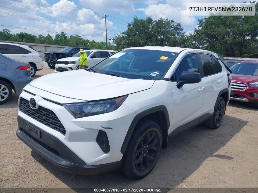 2022 Toyota Rav4 Le VIN: 2T3H1RFV5NW232670 Lot: 40377010