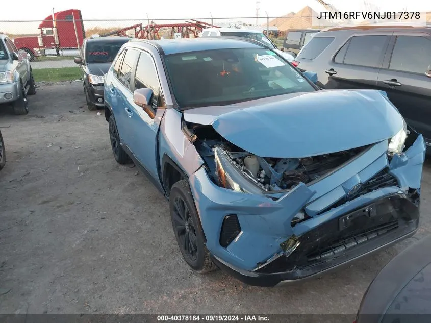 2022 Toyota Rav4 Hybrid Se VIN: JTM16RFV6NJ017378 Lot: 40378184