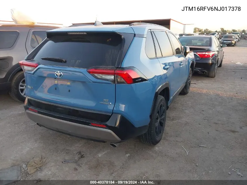 2022 Toyota Rav4 Hybrid Se VIN: JTM16RFV6NJ017378 Lot: 40378184