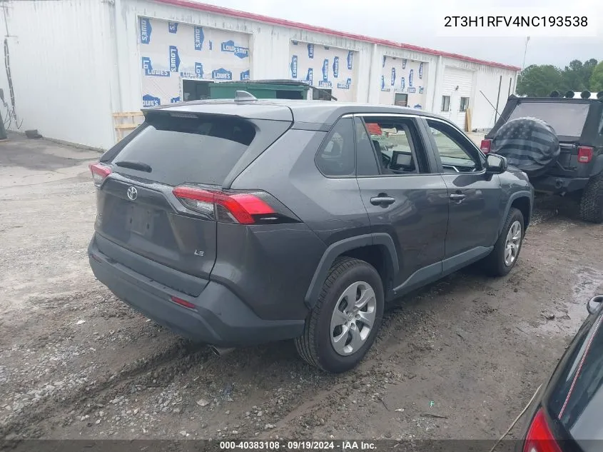 2022 Toyota Rav4 Le VIN: 2T3H1RFV4NC193538 Lot: 40383108