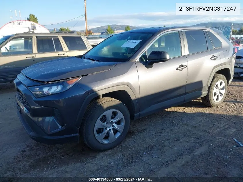 2022 Toyota Rav4 Le VIN: 2T3F1RFV2NC317247 Lot: 40394088