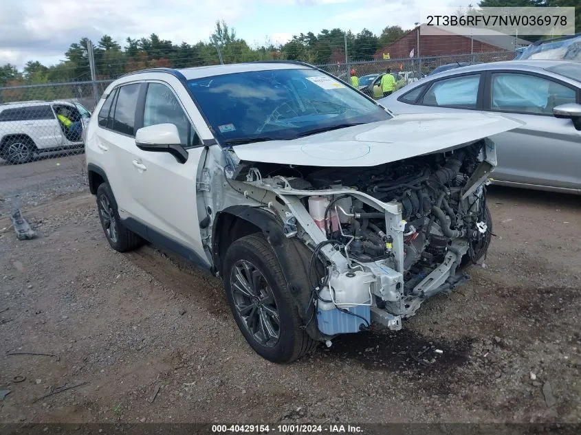 2T3B6RFV7NW036978 2022 Toyota Rav4 Xle Premium Hybrid