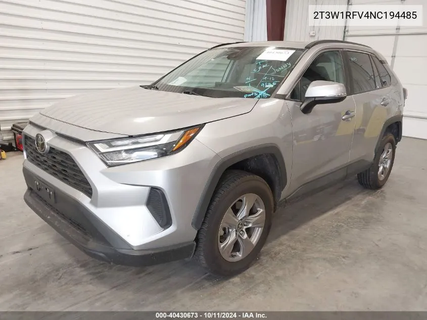 2022 Toyota Rav4 Xle VIN: 2T3W1RFV4NC194485 Lot: 40430673