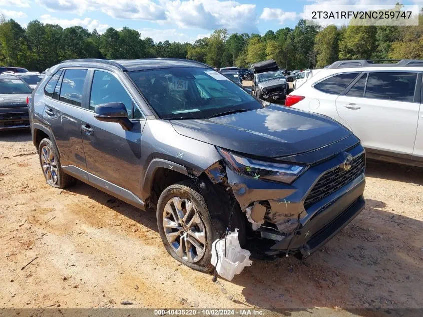 2022 Toyota Rav4 Xle Premium VIN: 2T3A1RFV2NC259747 Lot: 40435220