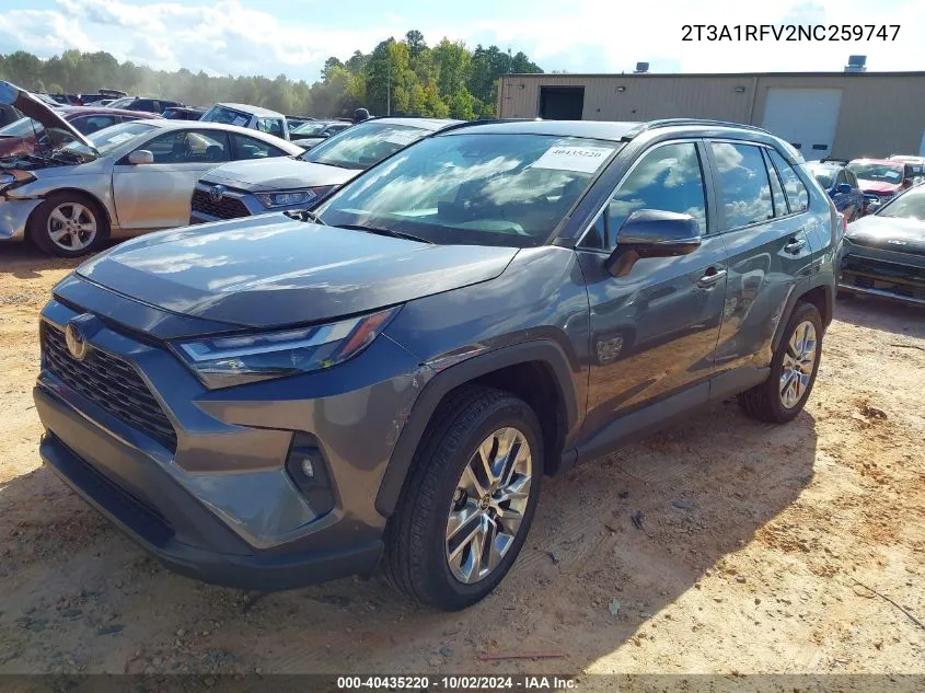 2022 Toyota Rav4 Xle Premium VIN: 2T3A1RFV2NC259747 Lot: 40435220