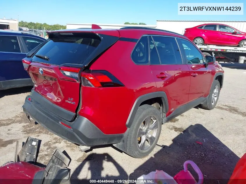 2022 Toyota Rav4 Hybrid Le VIN: 2T3LWRFVXNW144239 Lot: 40449448