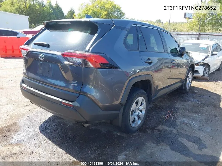 2022 Toyota Rav4 Le VIN: 2T3F1RFV1NC278652 Lot: 40481396