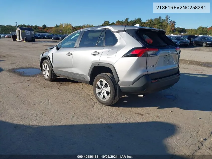 2022 Toyota Rav4 Le VIN: 2T3F1RFV2NC258281 Lot: 40486153