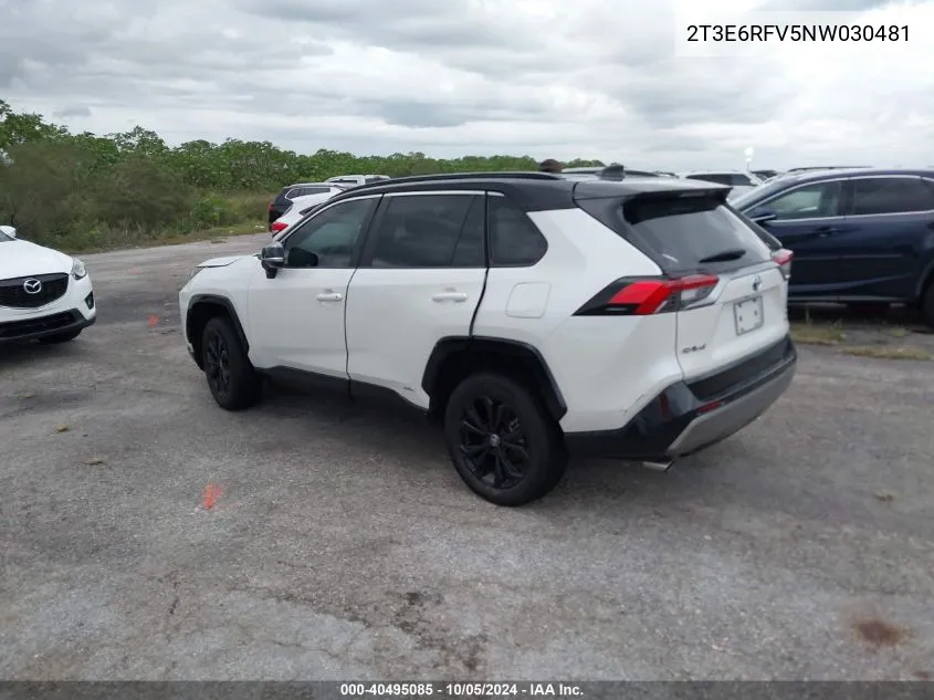 2022 Toyota Rav4 Xse VIN: 2T3E6RFV5NW030481 Lot: 40495085