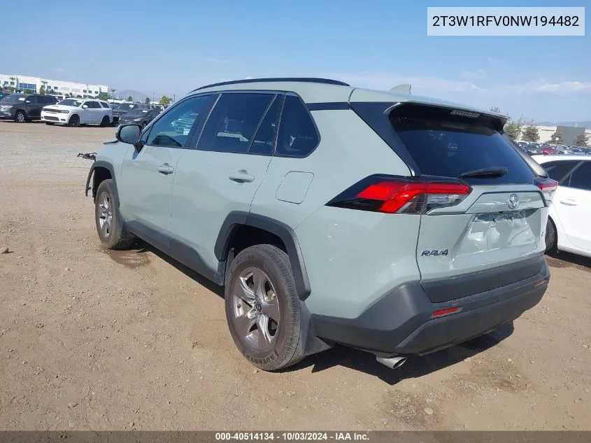 2022 Toyota Rav4 Xle VIN: 2T3W1RFV0NW194482 Lot: 40514134