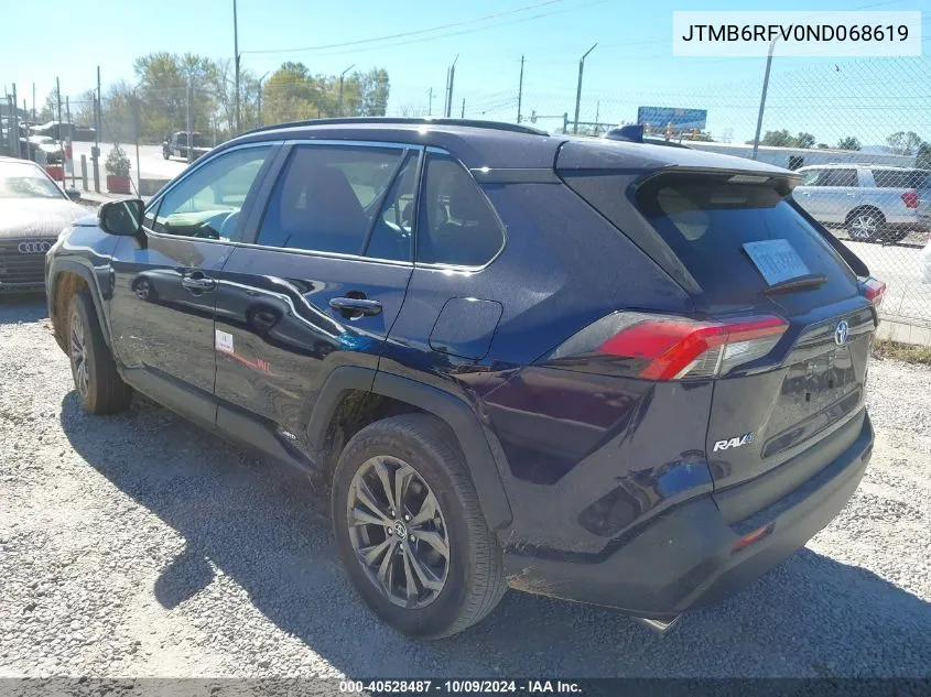 2022 Toyota Rav4 Hybrid Xle Premium VIN: JTMB6RFV0ND068619 Lot: 40528487